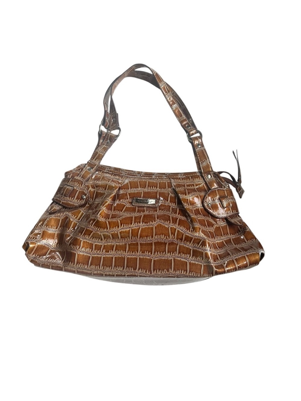 Vintage Sag Harbor 90s Y2K Brown Faux Croc Shoulder Bag